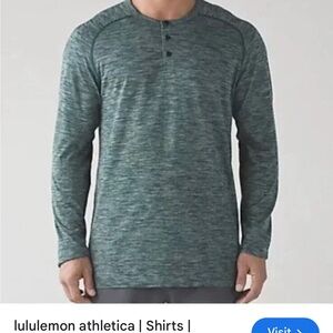 Lululemon Athletica Men's Heathered Teal Long Sleeve Shirt